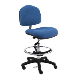 Fabric ESD Wide Chair With Adj.Footring and Nylon Base, 20"-28" H  Single Lever Control